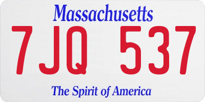 MA license plate 7JQ537