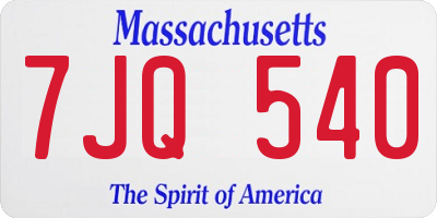 MA license plate 7JQ540