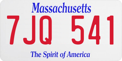 MA license plate 7JQ541