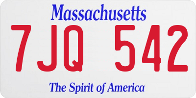 MA license plate 7JQ542