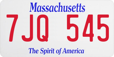 MA license plate 7JQ545
