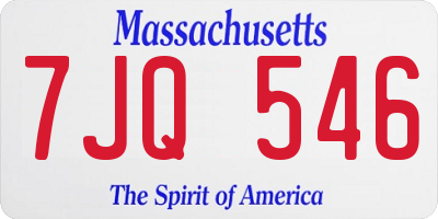 MA license plate 7JQ546