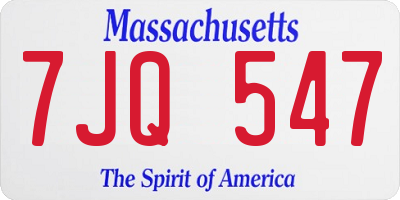 MA license plate 7JQ547
