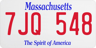 MA license plate 7JQ548