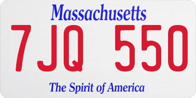 MA license plate 7JQ550