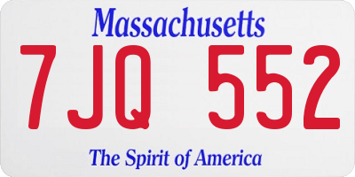 MA license plate 7JQ552