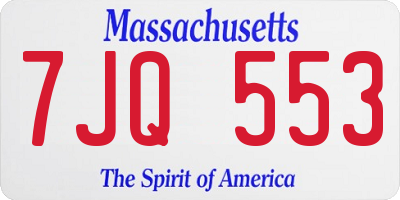 MA license plate 7JQ553