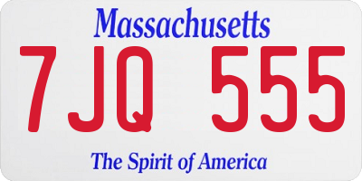 MA license plate 7JQ555