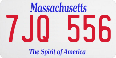 MA license plate 7JQ556