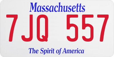 MA license plate 7JQ557