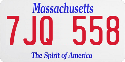 MA license plate 7JQ558