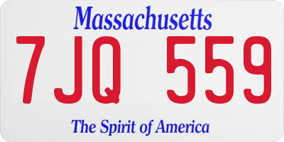 MA license plate 7JQ559