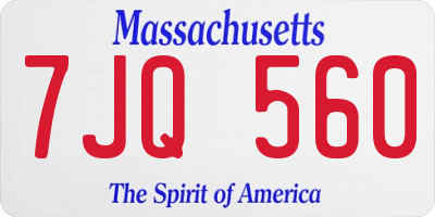 MA license plate 7JQ560