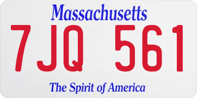 MA license plate 7JQ561