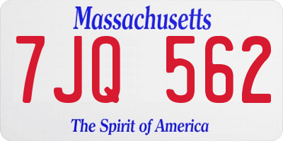 MA license plate 7JQ562