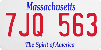MA license plate 7JQ563