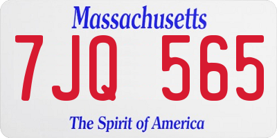 MA license plate 7JQ565