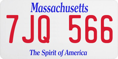 MA license plate 7JQ566