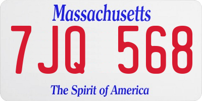 MA license plate 7JQ568