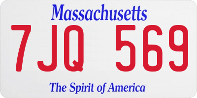 MA license plate 7JQ569