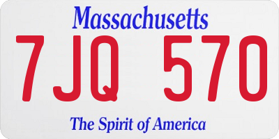 MA license plate 7JQ570