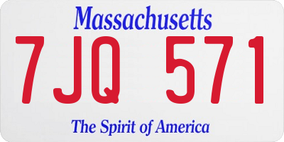 MA license plate 7JQ571