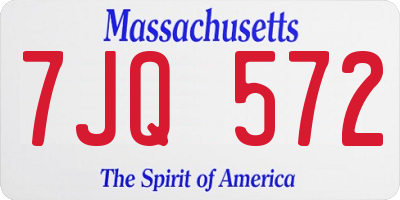 MA license plate 7JQ572