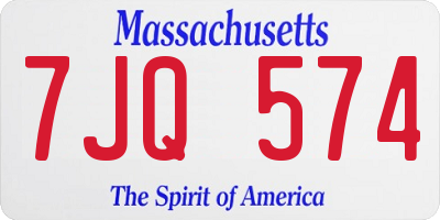 MA license plate 7JQ574
