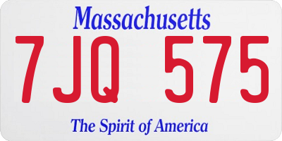 MA license plate 7JQ575