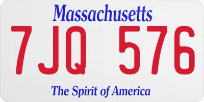 MA license plate 7JQ576