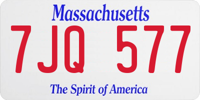 MA license plate 7JQ577