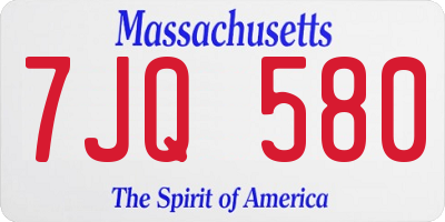 MA license plate 7JQ580