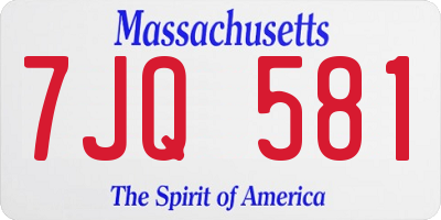 MA license plate 7JQ581