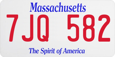 MA license plate 7JQ582