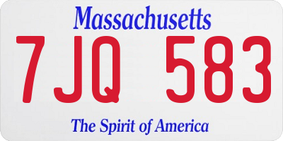 MA license plate 7JQ583