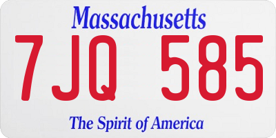 MA license plate 7JQ585