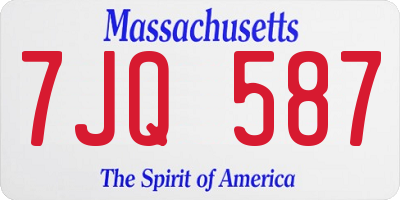 MA license plate 7JQ587