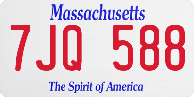 MA license plate 7JQ588