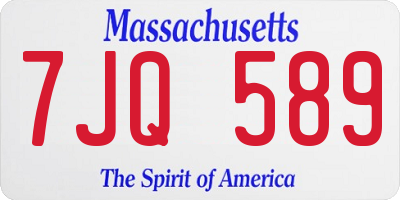 MA license plate 7JQ589