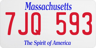 MA license plate 7JQ593
