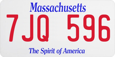 MA license plate 7JQ596