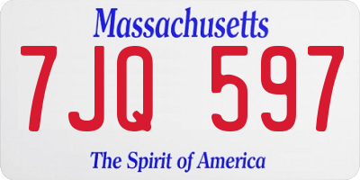 MA license plate 7JQ597