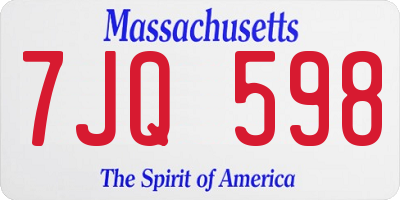 MA license plate 7JQ598