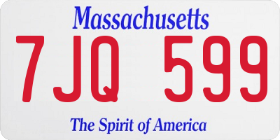 MA license plate 7JQ599