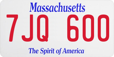 MA license plate 7JQ600