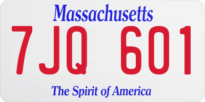 MA license plate 7JQ601