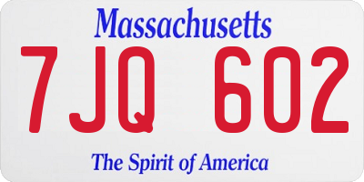 MA license plate 7JQ602