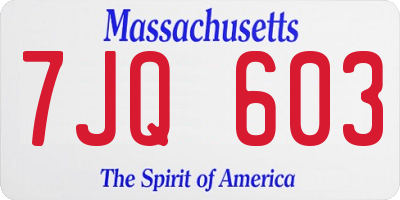 MA license plate 7JQ603
