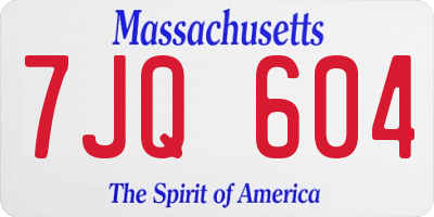 MA license plate 7JQ604