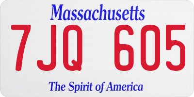 MA license plate 7JQ605